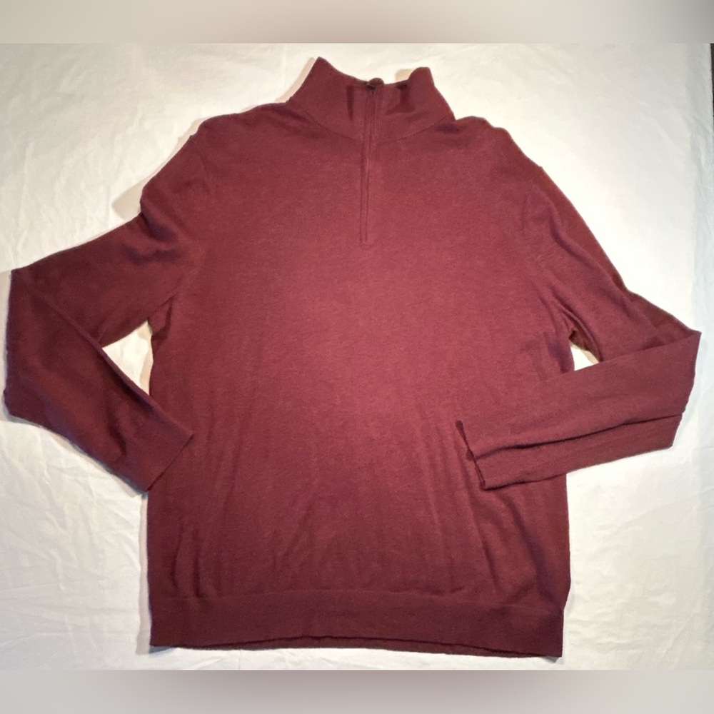 Banana Republic Maroon 1/4 Zip Sweater Men’s XL Cotton Silk Cashmere Blend